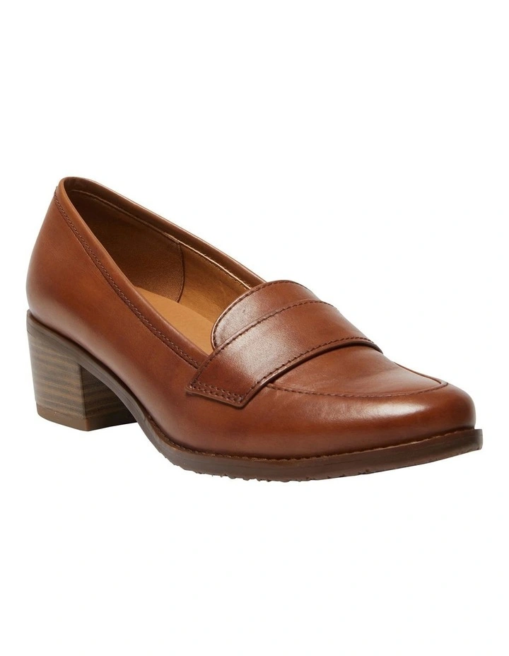 Napoli Leather Heeled Shoes in Mid Brown