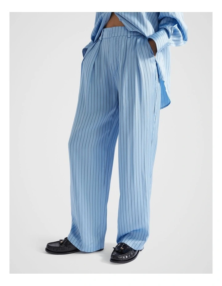 Pinstripe Pleat Pant in Capri Stripe