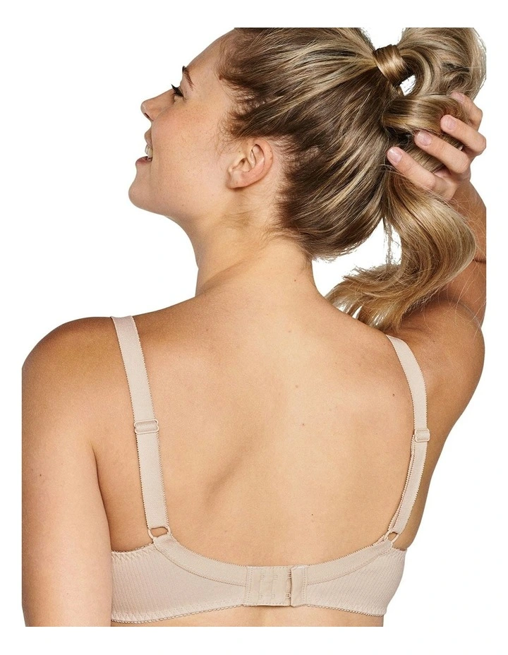 Wirefree Ribbed Pure Cotton Bra in Light Beige