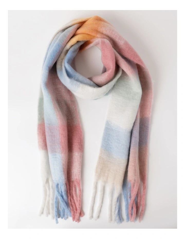 Chunky Check Winter Scarf in Pink