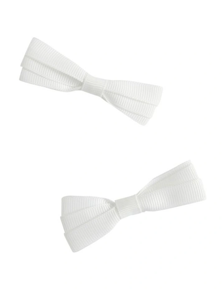 Grosgrain Bow Duck Clip in White