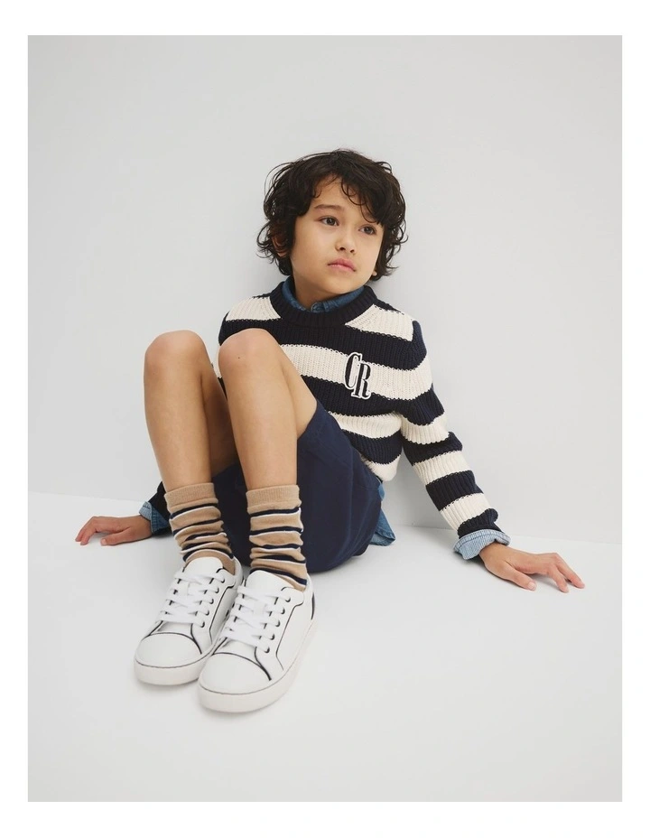Organically Grown Cotton Classic Stripe Knit Jumper in Cream