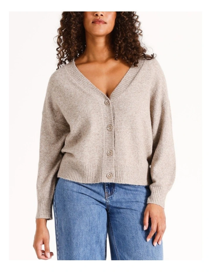 Doffy V-Neck Cardigan in Sepia Tint Melange