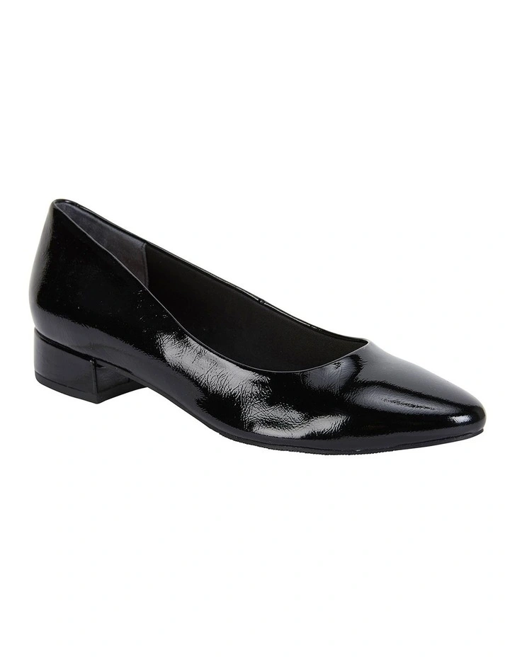 Janine Black Crinkle Patent Heeled Shoes