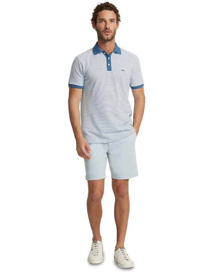Mack Striped Organic Cotton Polo in Blue