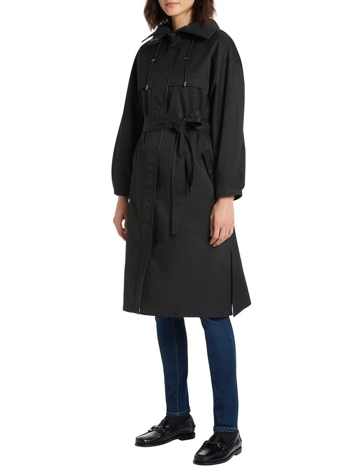 Ambrosia Longline Mac Coat in Black
