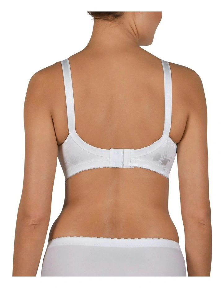Satin Wide Strap Wireless Minimiser Bra in White
