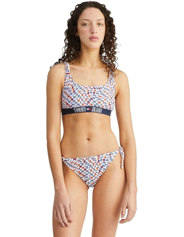 String Tie Print Bikini Bottoms in Blue