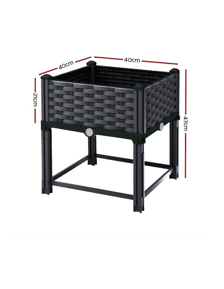 Garden Bed PP Raised Planter 40x40x23cm in Black