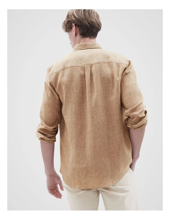 Linen Regular Fit Shirt in Bronze