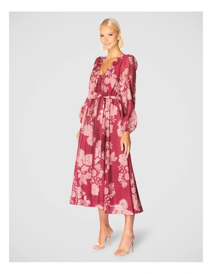 Marey Long Sleeve Midi Dress in Multi