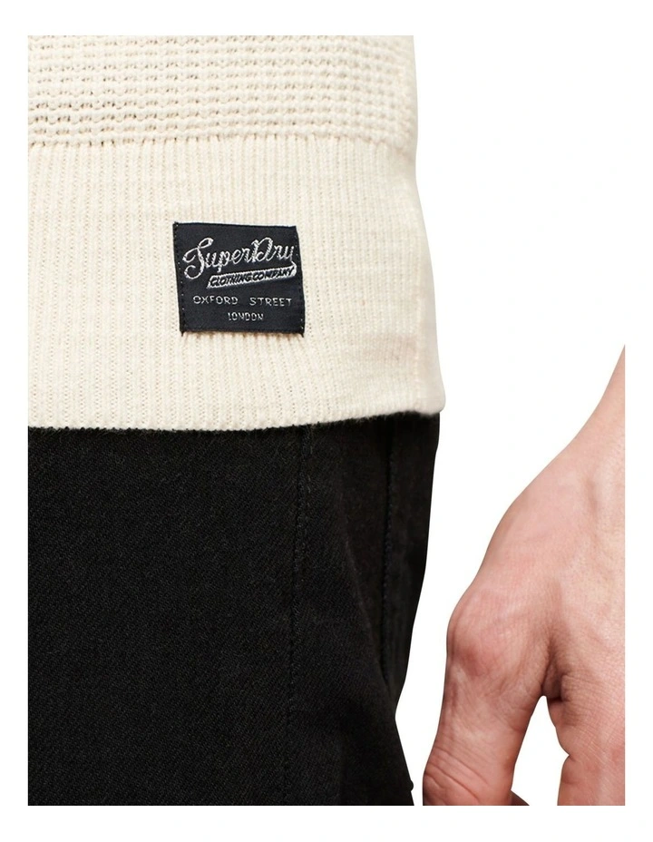 Textured Crew Knit Jumper in Ecru Heather