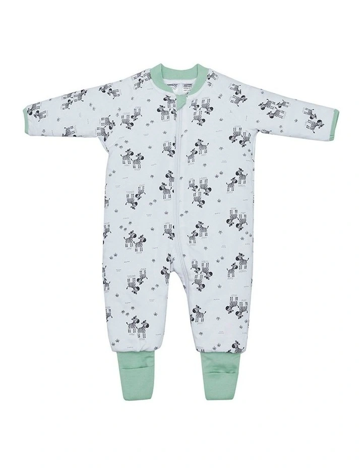 Lined Footless Padded Blanket Sleeper in Zebra