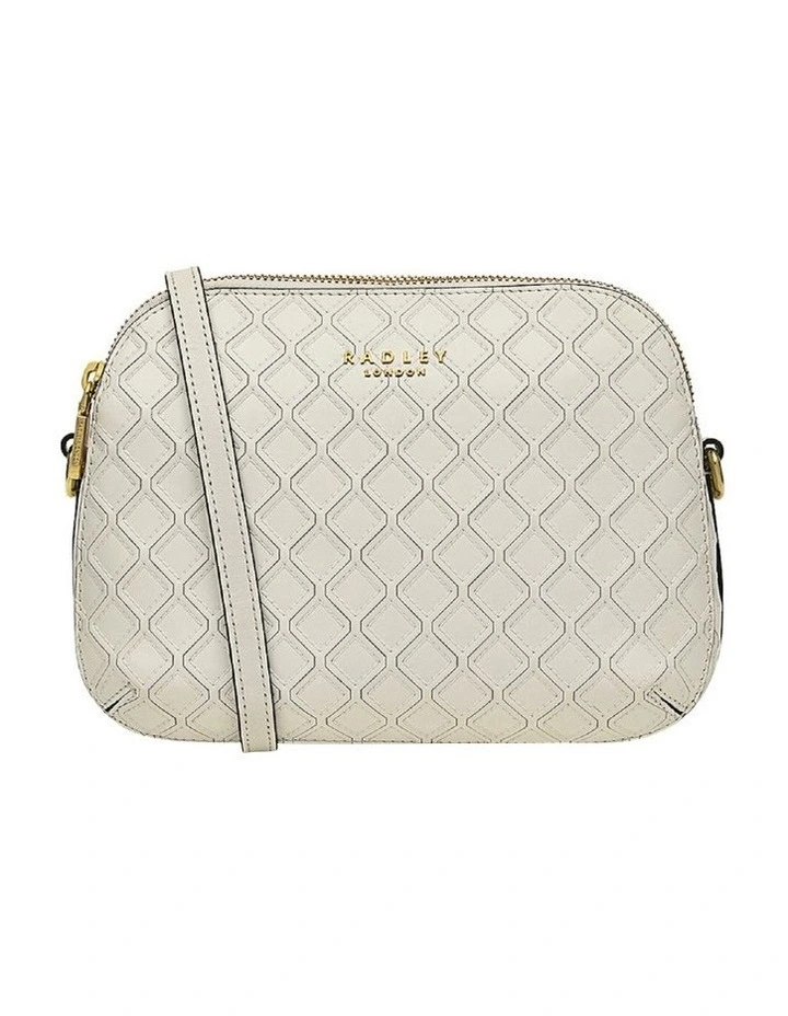 Dukes Place Emboss Medium Zip-Top Crossbody Bag in Chalk