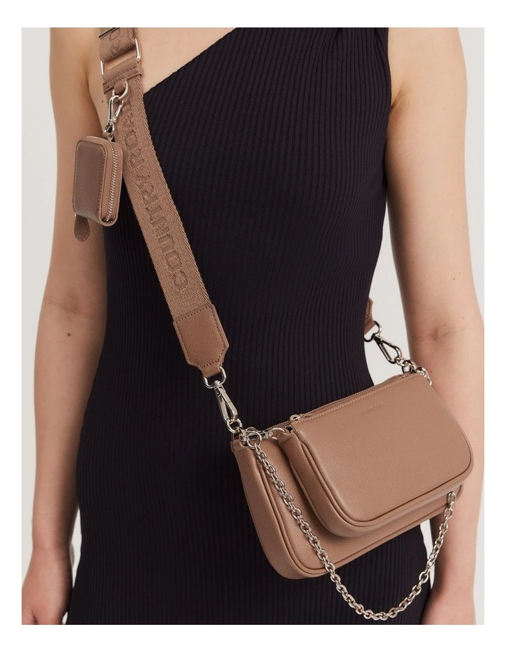 Double Pouch Crossbody Bag in Camel