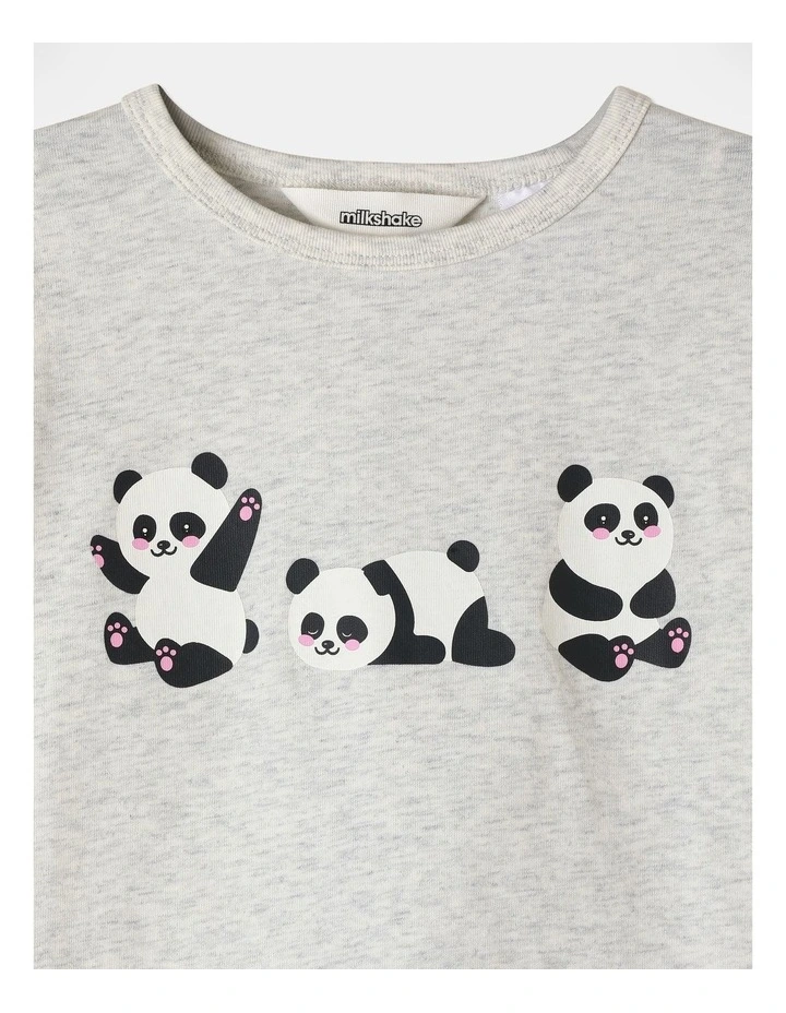 Essential Pandas Pyjama Set in Grey Marle