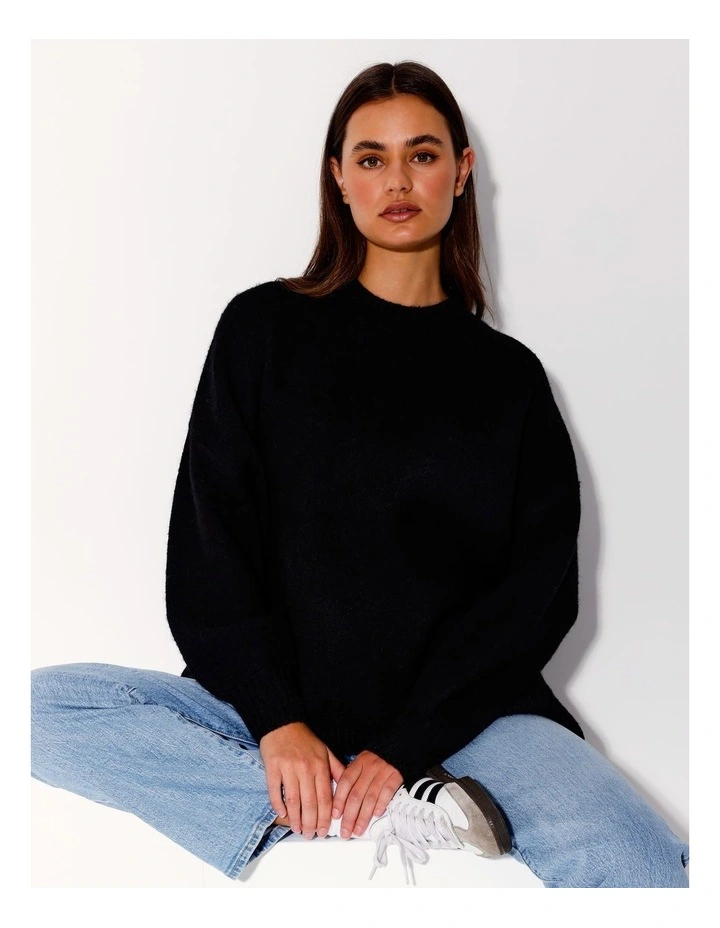 Recycled Blend Oversized Knit Jumper in Black