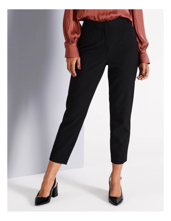 Recycled Poly Blend Slim Leg Pant in Black