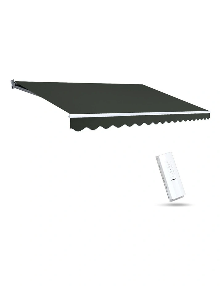 Folding Arm Awning Motorised Outdoor Sunshade 5x3m in Black