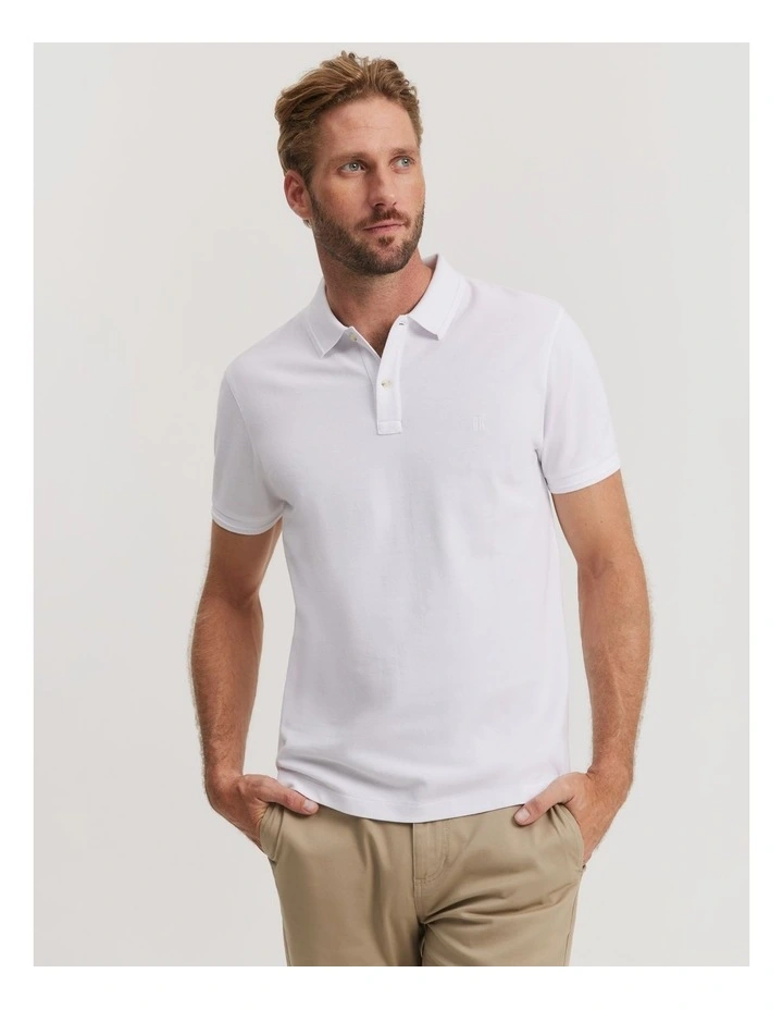 Verified Australian Cotton Pique Polo in White