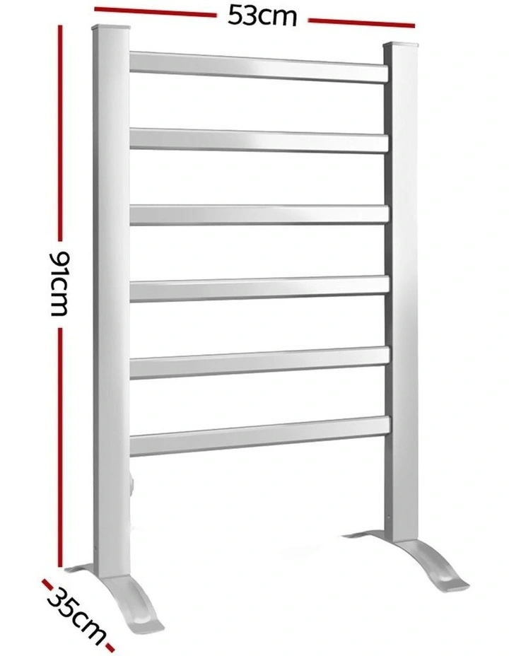 Electric Heated Towel Rail Rack with Timer Clothes Dry Warmer 6 Bars
