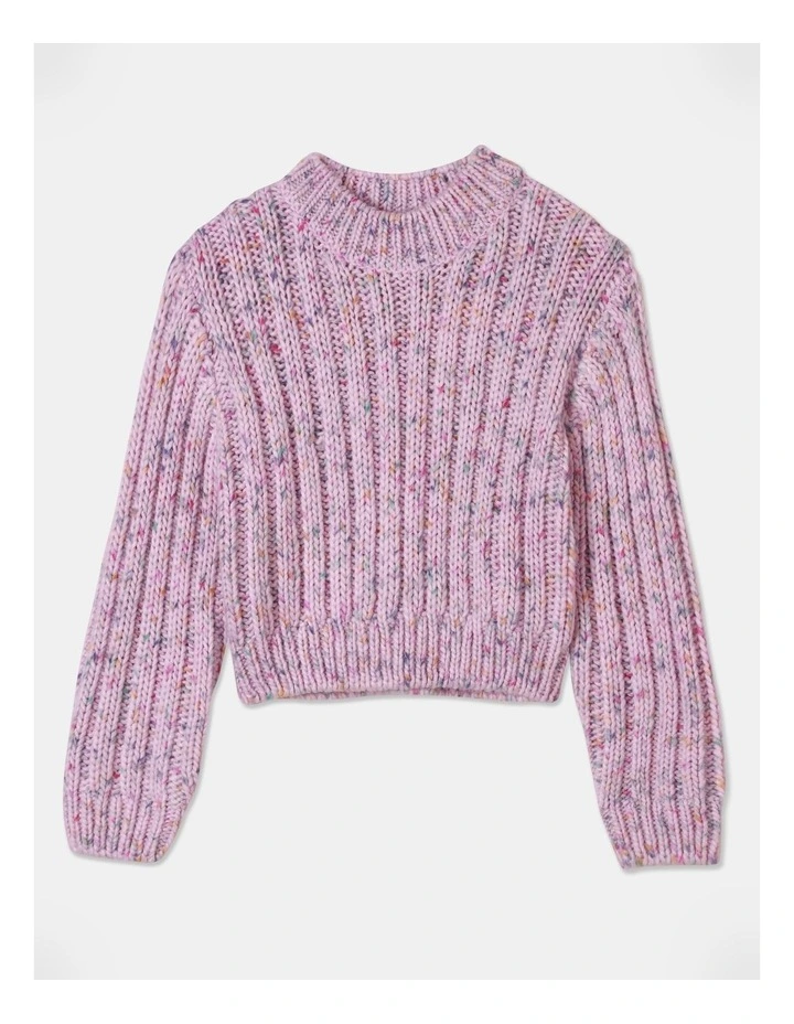Knitted Chunky Cropped Jumper in Rainbow