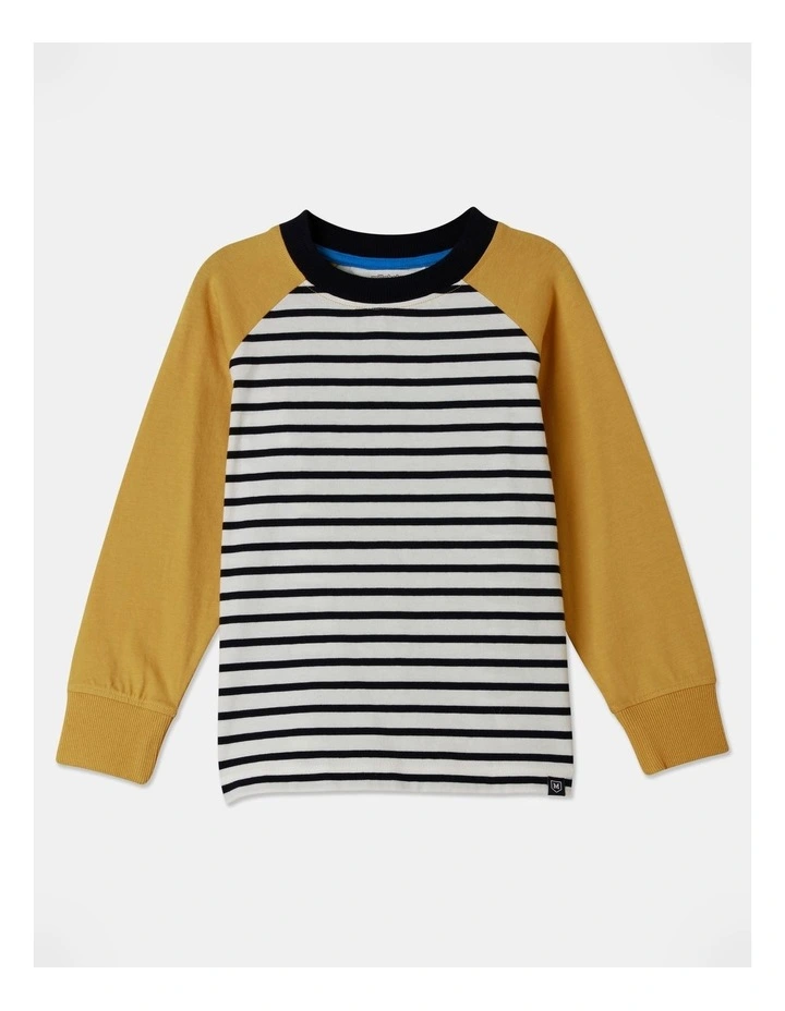 Long Sleeve Splice Tee in Mustard
