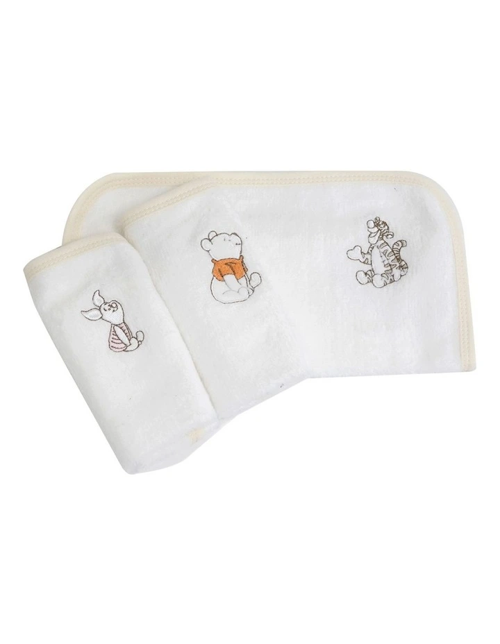 Winnie the Pooh Face Washers 3 Pack in White