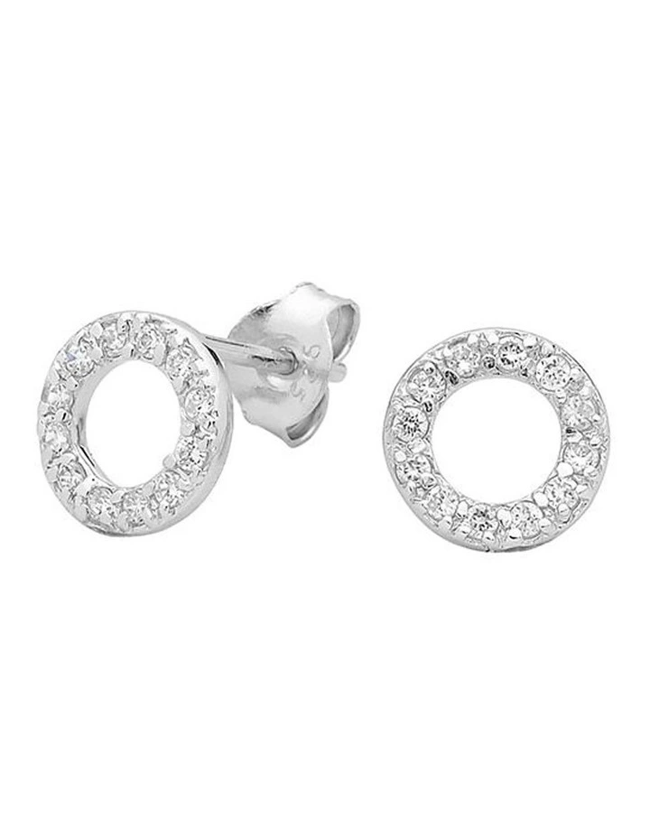 Baby Circle Cubic Zirconia Silver Stud Earrings