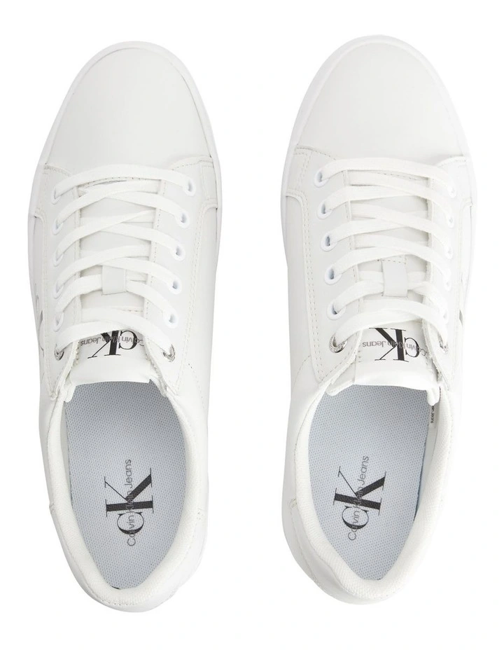Leather Platform Lace Up Sneaker in White