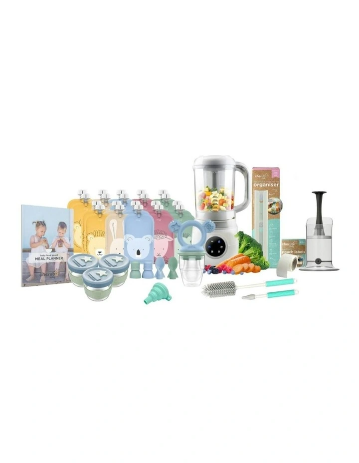 Automatic Baby Food Maker, Steriliser & Warmer Bundle in Cerulean/Sage
