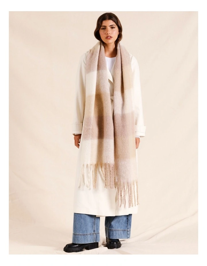 Chunky Check Winter Scarf in Brown