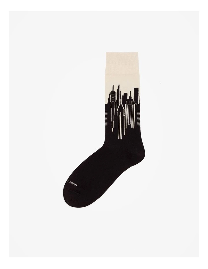 Australian Cotton Blend Skyline Sock in Black