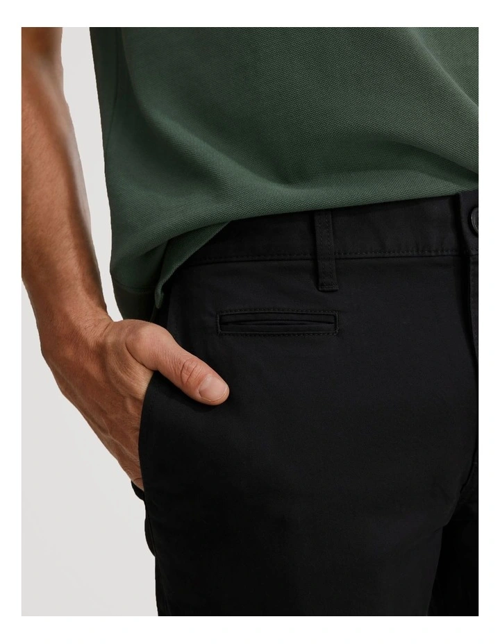 Verified Australian Cotton Slim Fit Stretch Chino in Jet Black