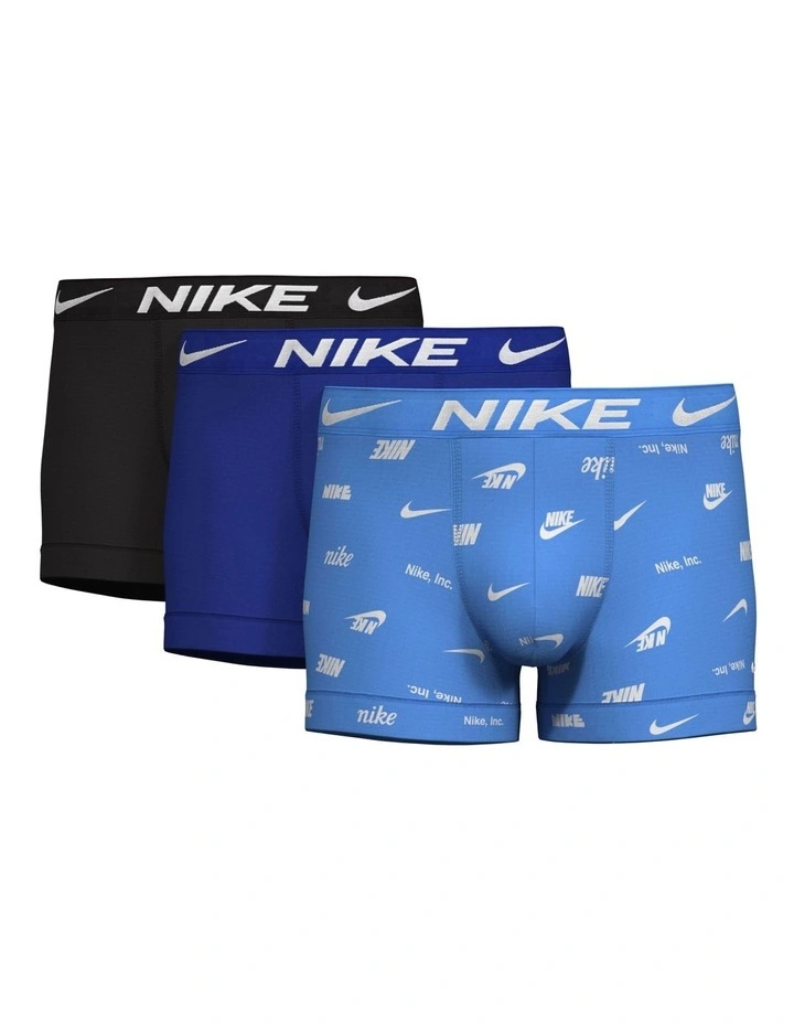 Dri Fit Essential Micro Logo Print Trunks 3 Pack in Multi