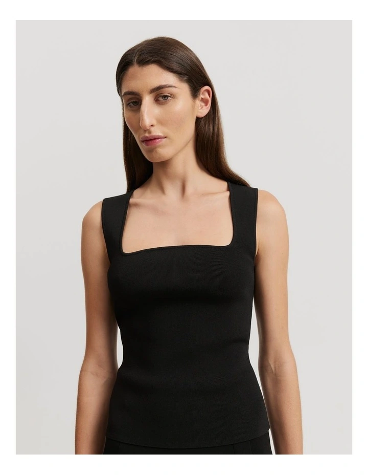 Square Knit Cami in Black