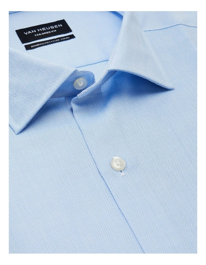 Wash N Wear Plain Euro Long Sleeve Business Shirt in Blue