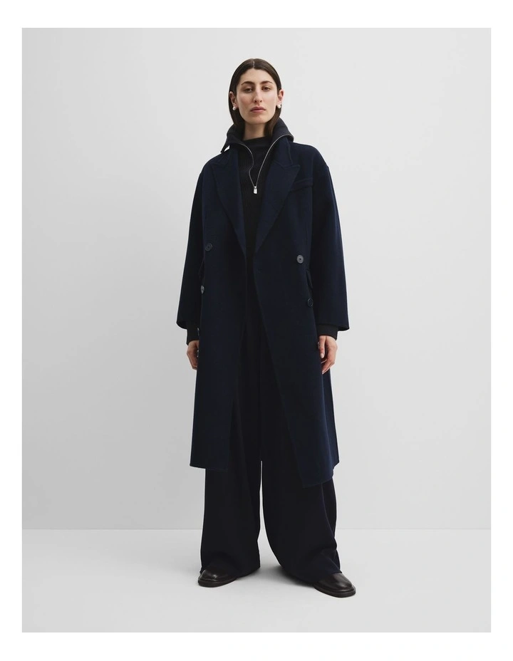 Double-breasted Soft Coat in Deep Navy
