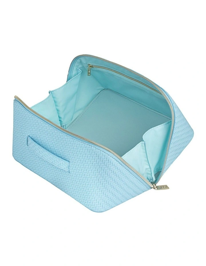 Herringbone Beauty Bag Large in Bluebell