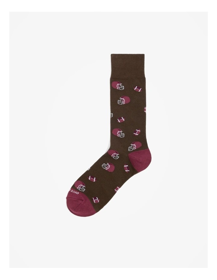 Australian Cotton Blend Gridiron Sock in Brown