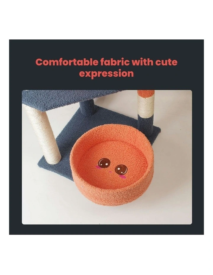 Durable High-Quality Plush Emoji Cat Tree 110cm in Blue/Red