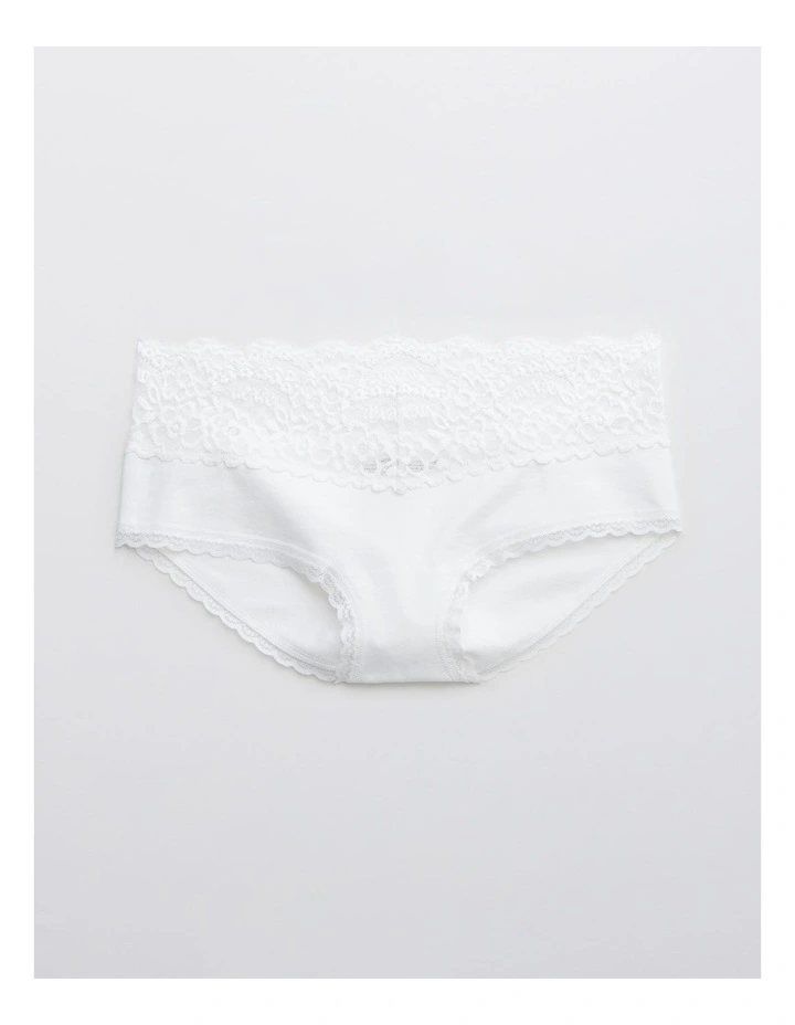 Cotton Eyelash Lace Boybrief Underwear in White