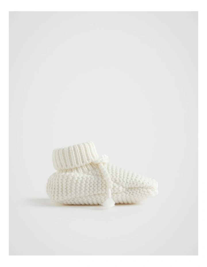 Core Knitted Booties in White