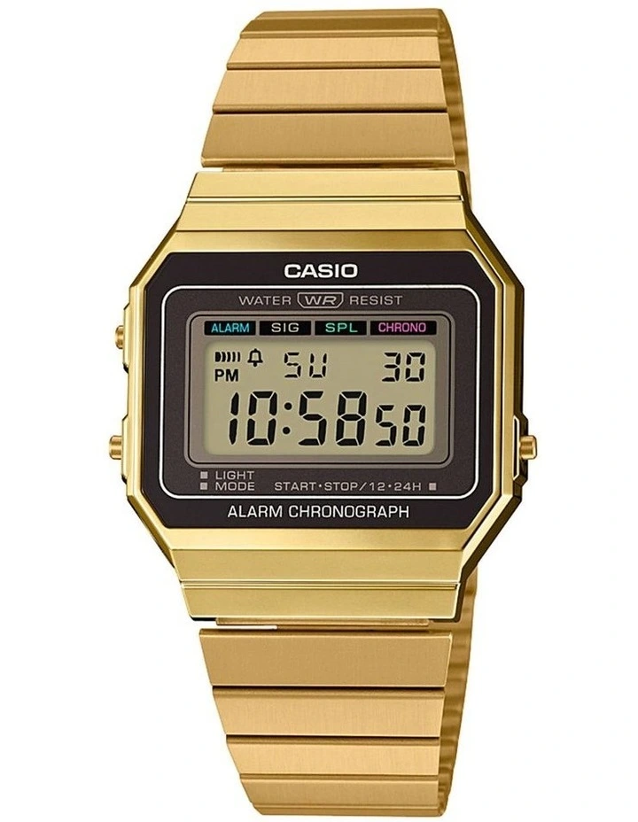 Casio Gold Vintage Gold Digital Watch With Stainless Band A700WG 9A