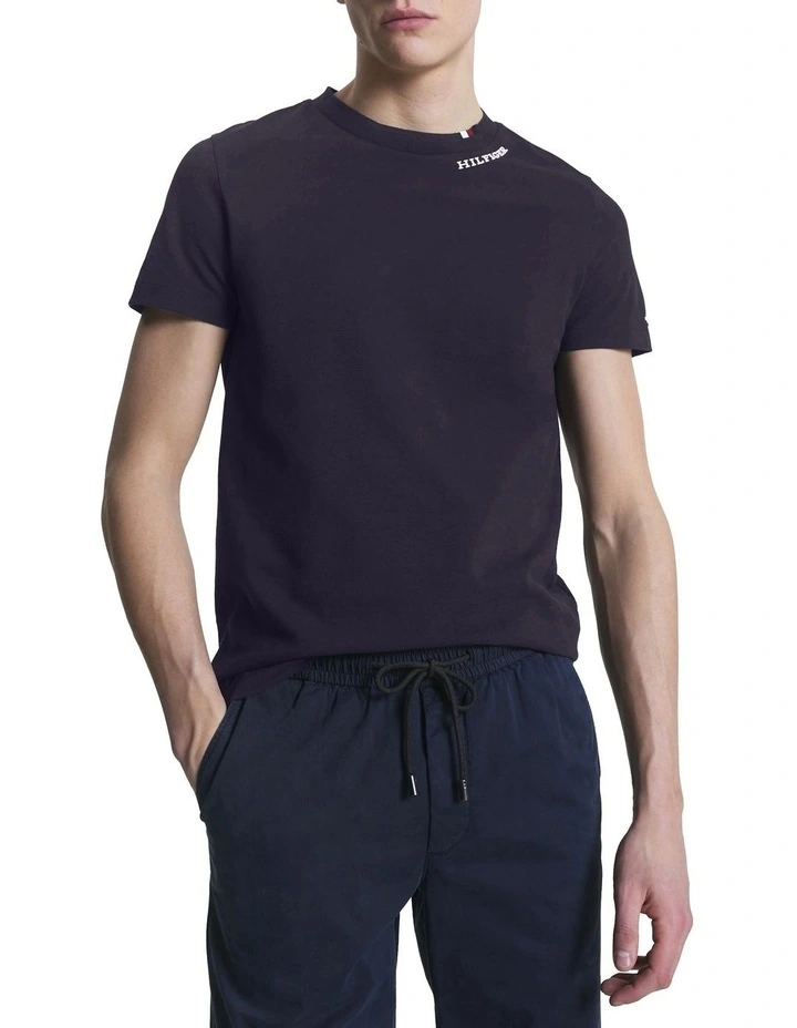 Logo Slim Fit Pique T-shirt in Desert Sky