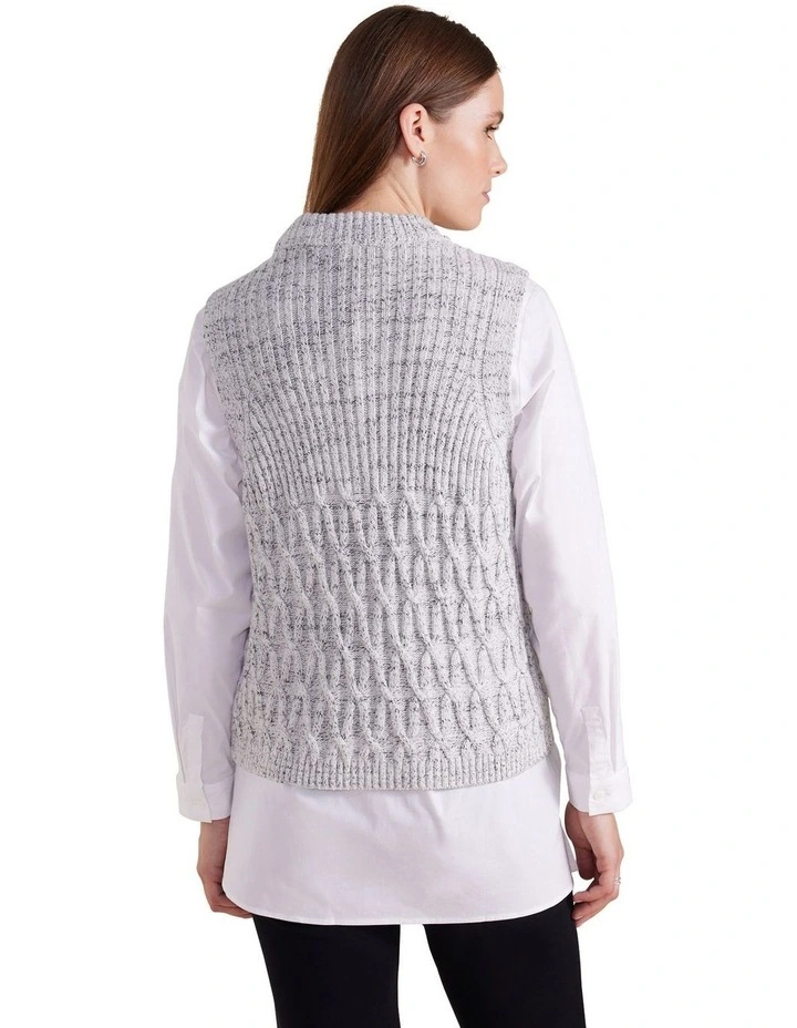Cable Knit Vest in Winter White