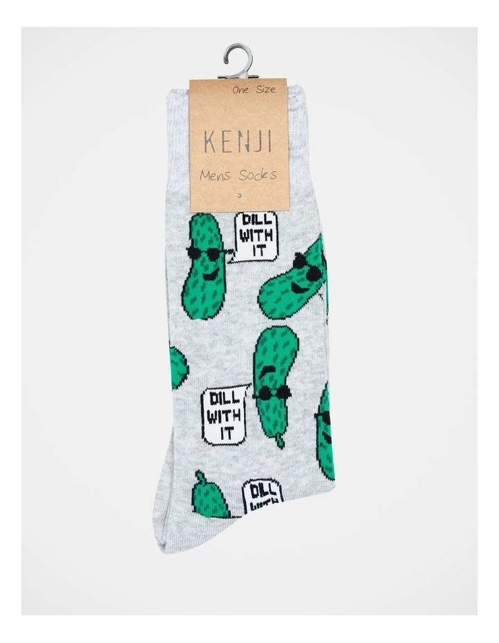 Dill With It Crew Length Socks in Grey