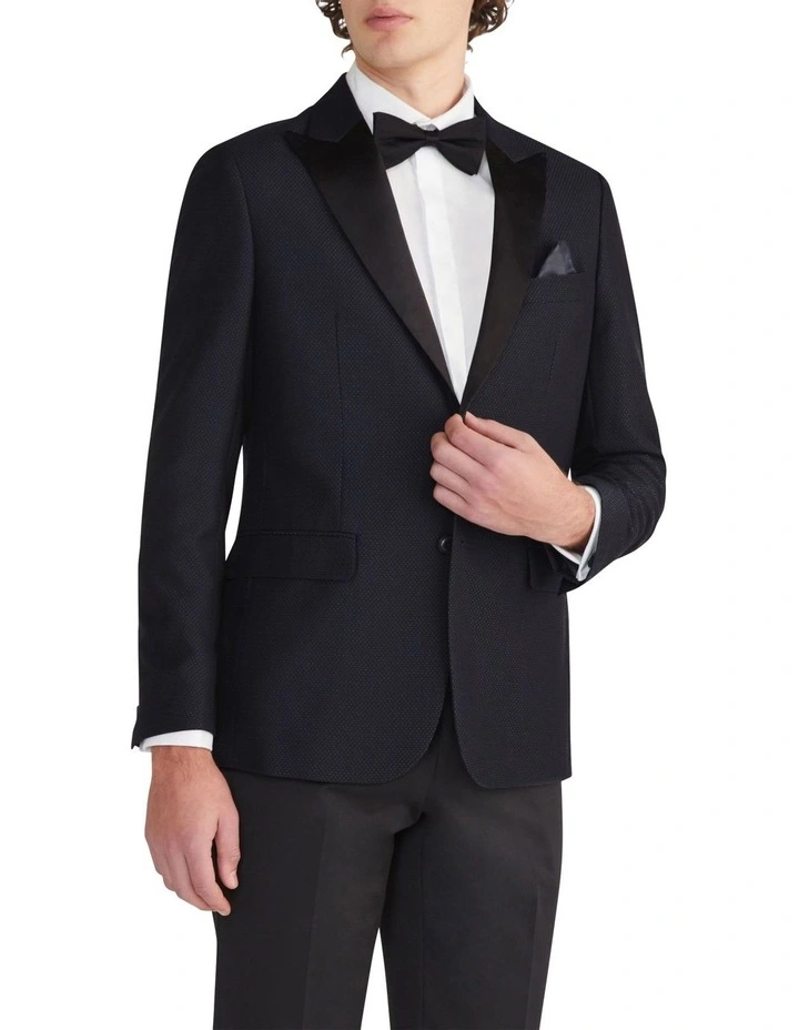 Slim Diamond Dobby Blazer in Black