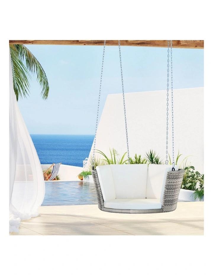 Rattan Porch Swing Chair in Grey