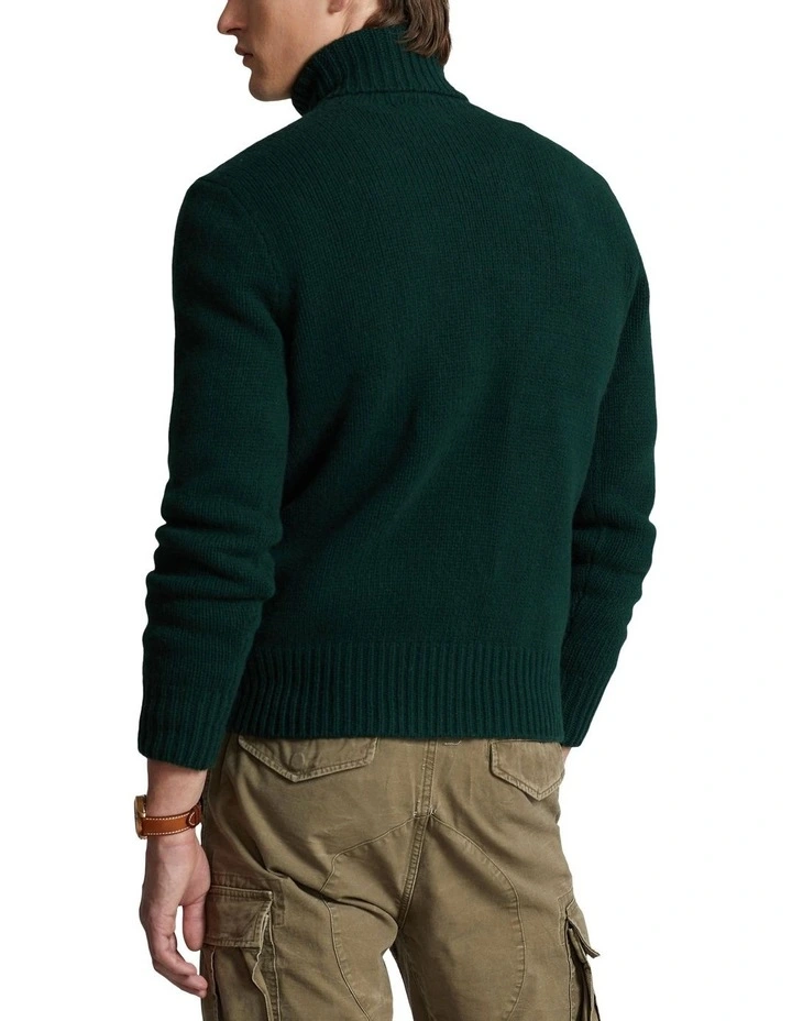 Wool-Cashmere Turtleneck Sweater in Green